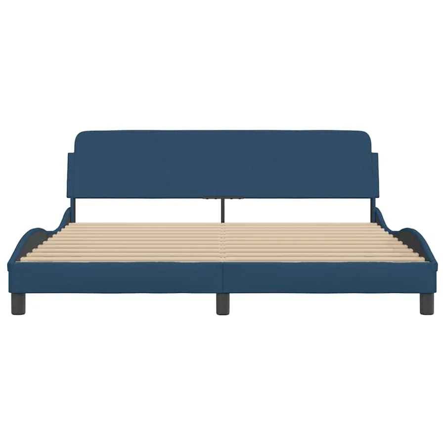 Cadre de lit avec tête de lit Dover bleu 180x200cm tissu - 4