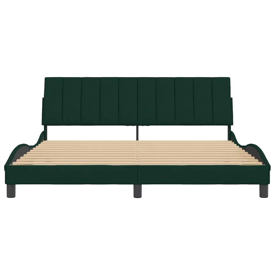 Cadre de lit sans matelas Hanko vert foncé 180x200 cm velours - 5