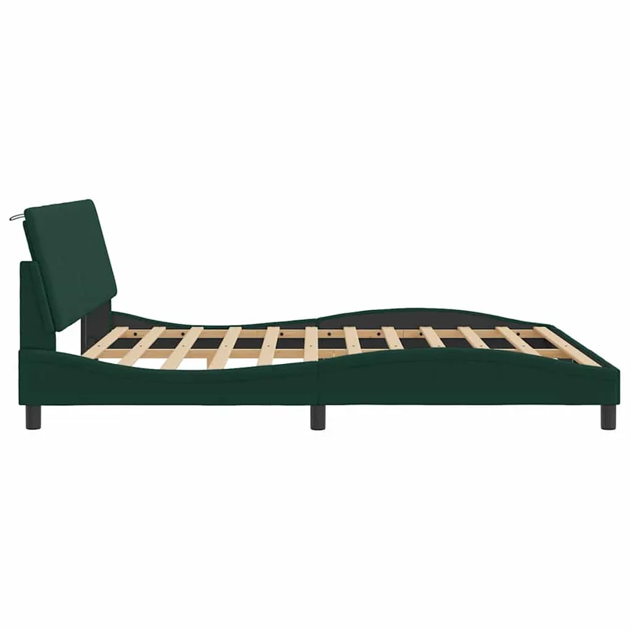 Cadre de lit sans matelas Hanko vert foncé 180x200 cm velours - 6