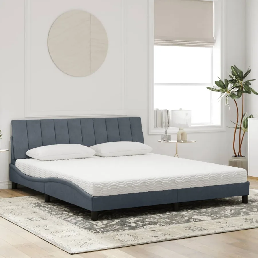 Lit avec matelas Hanko gris foncé 180x200 cm velours - 3