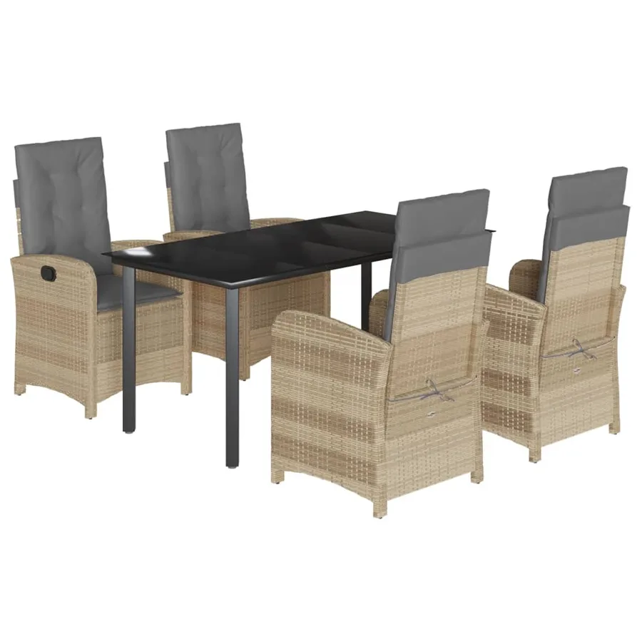 Ensemble à manger de jardin coussins 5 pcs mélange beige rotin - 2