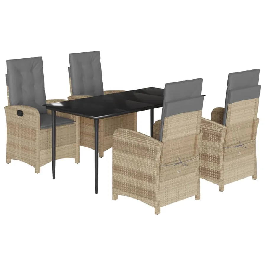 Ensemble à manger de jardin coussins 5 pcs mélange beige rotin - 2