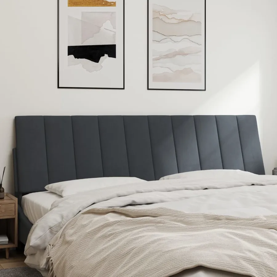 Coussin de tête de lit Hanko gris foncé 180 cm velours - 3