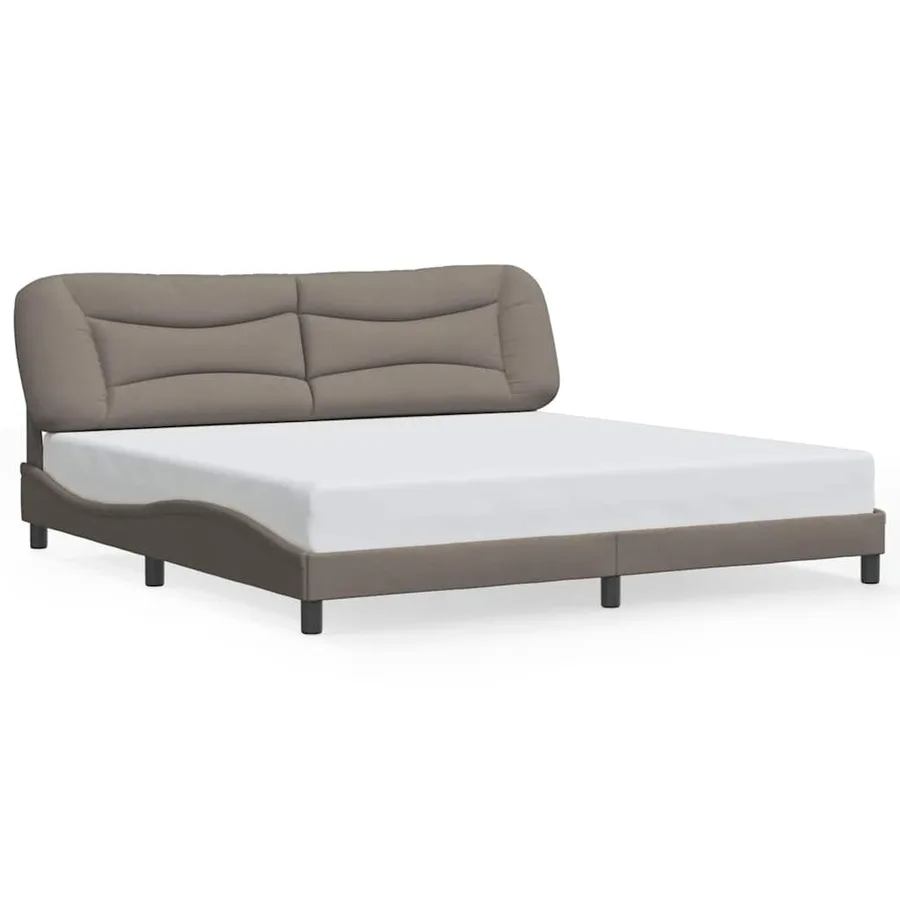 Cadre de lit sans matelas Hvar taupe 200x200 cm tissu - 2