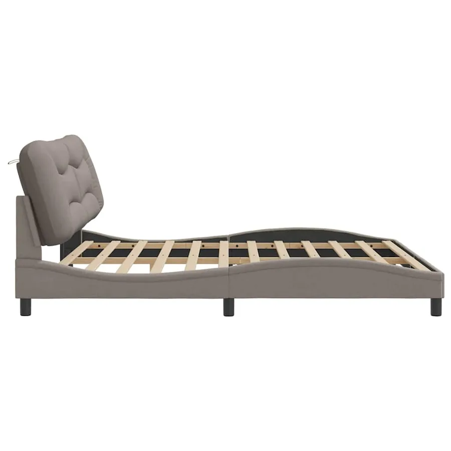 Cadre de lit sans matelas Hvar taupe 200x200 cm tissu - 5