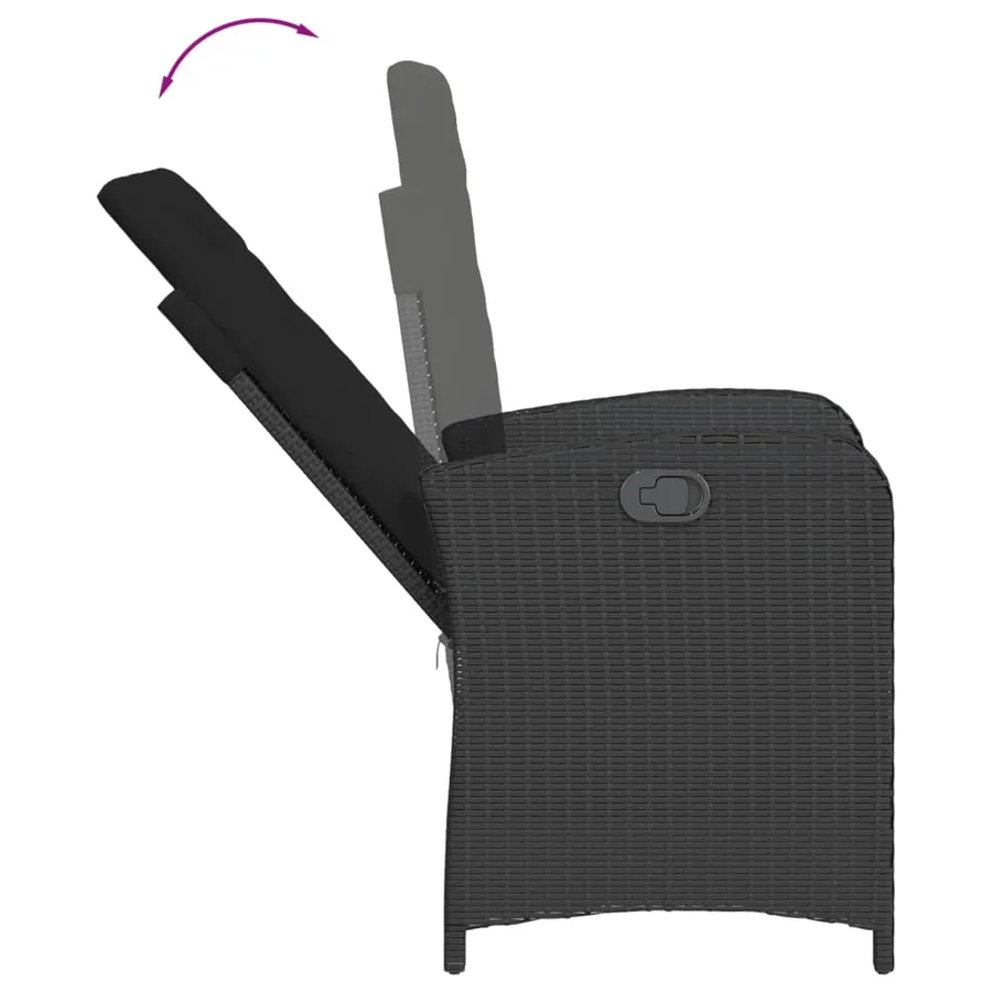 Ensemble à manger de jardin avec coussins 3 pcs Noir - 5