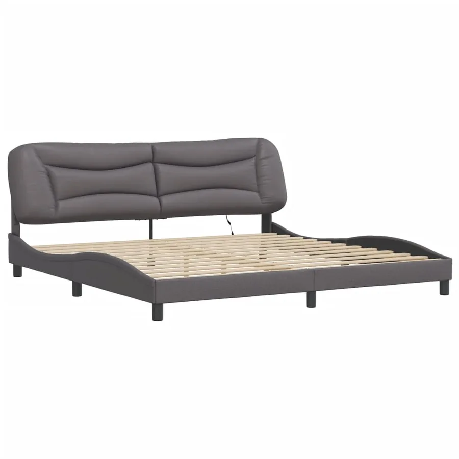 Cadre de lit avec LED sans matelas Hvar gris 200x200 cm - 3