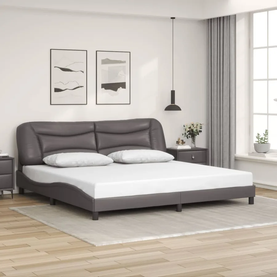 Cadre de lit avec LED sans matelas Hvar gris 200x200 cm - 4