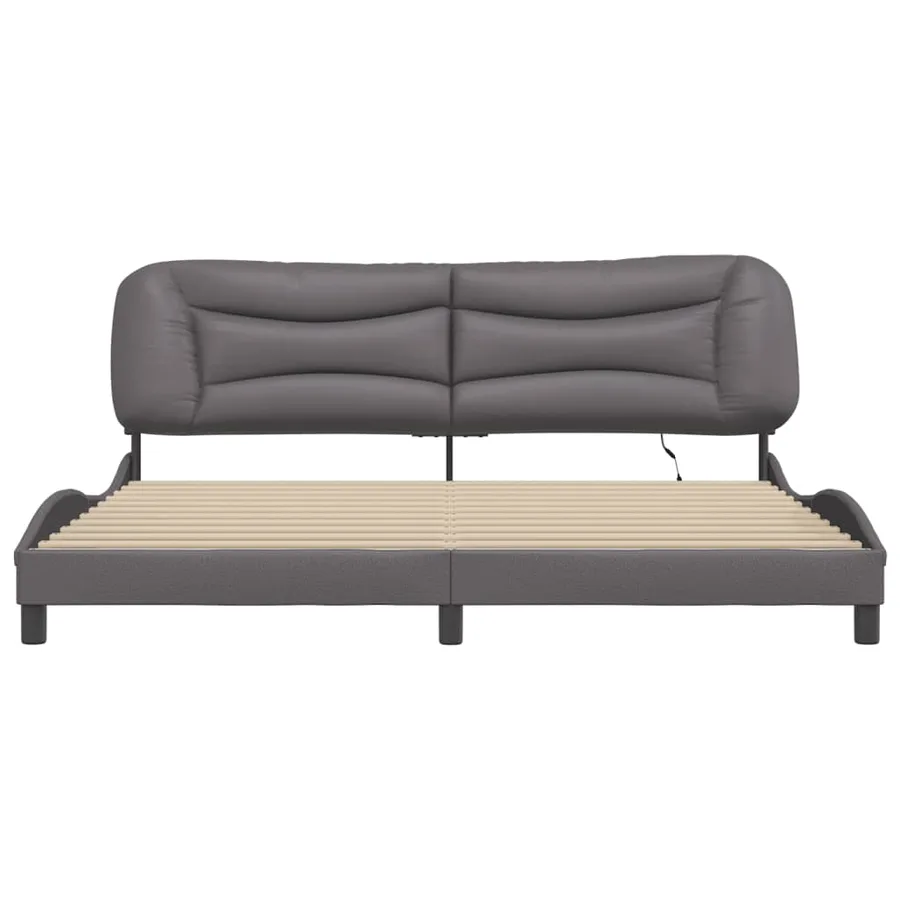 Cadre de lit avec LED sans matelas Hvar gris 200x200 cm - 6