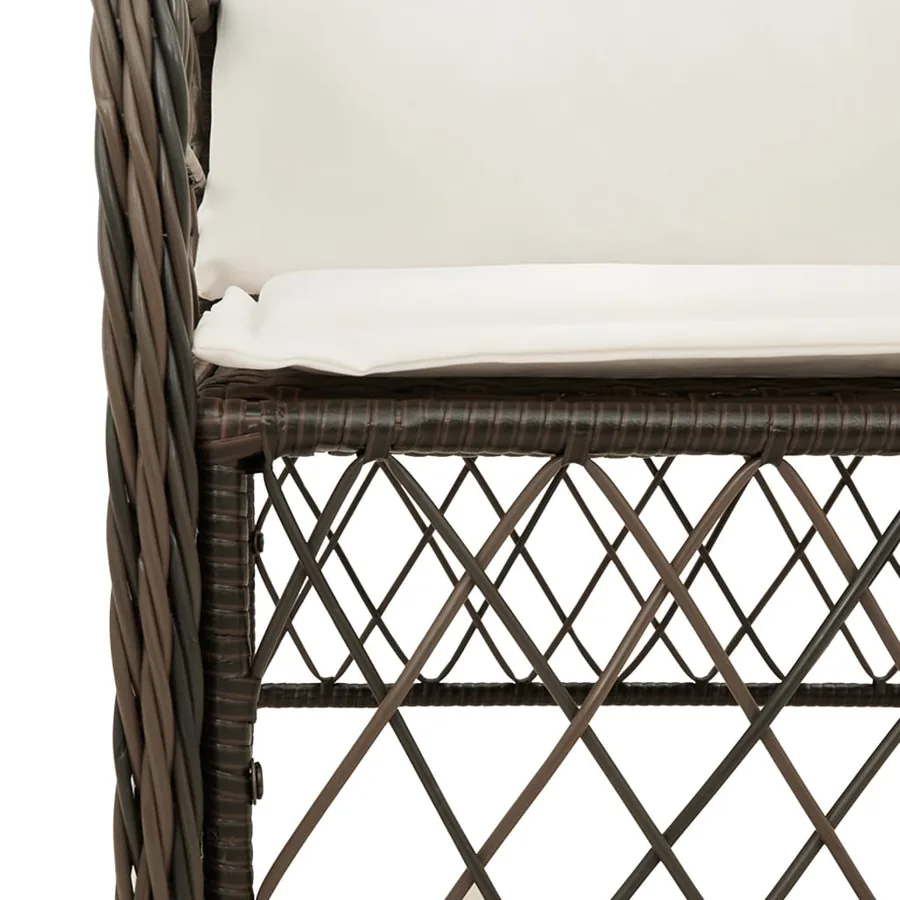 Ensemble à manger de jardin 5 pcs et coussins marron poly rotin - 5