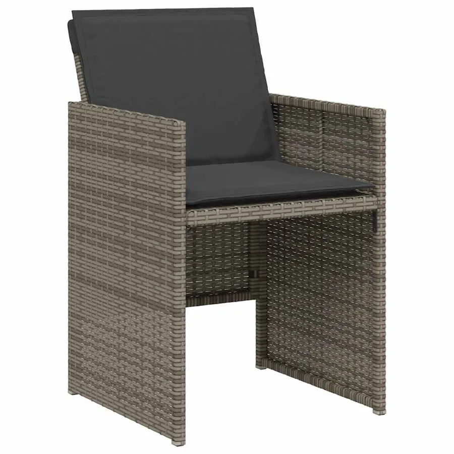 Ensemble de bistro 3 pcs avec coussins gris résine tressée - 4