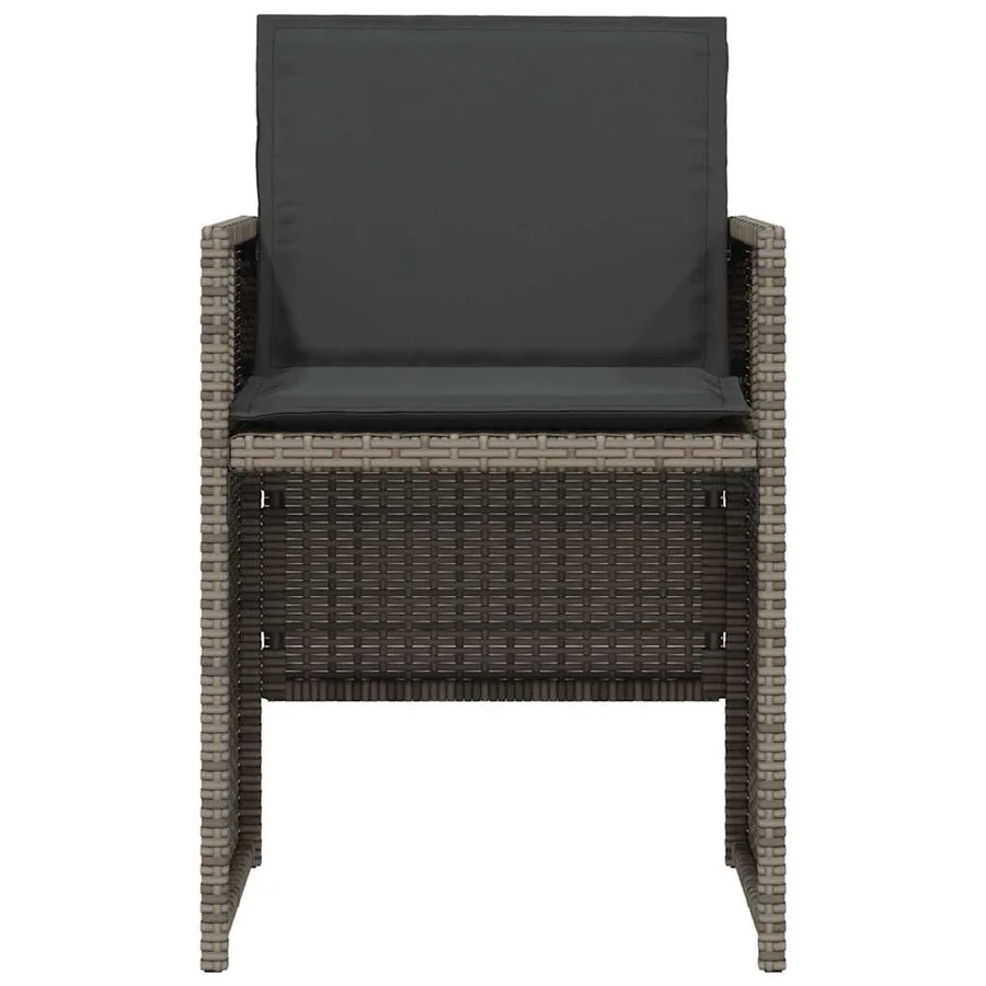 Ensemble de bistro 3 pcs avec coussins gris résine tressée - 5