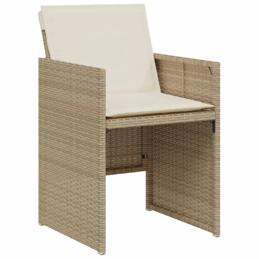 Ensemble de bistro 3 pcs avec coussins beige résine tressée - 4