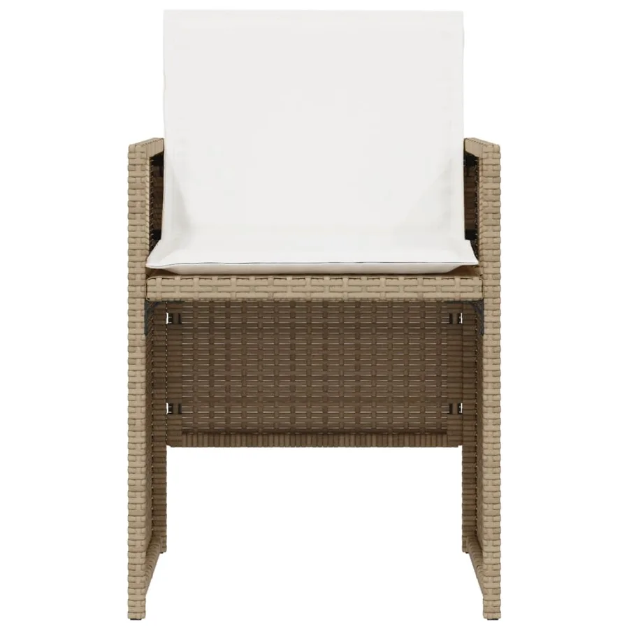 Ensemble de bistro 3 pcs avec coussins beige résine tressée - 5