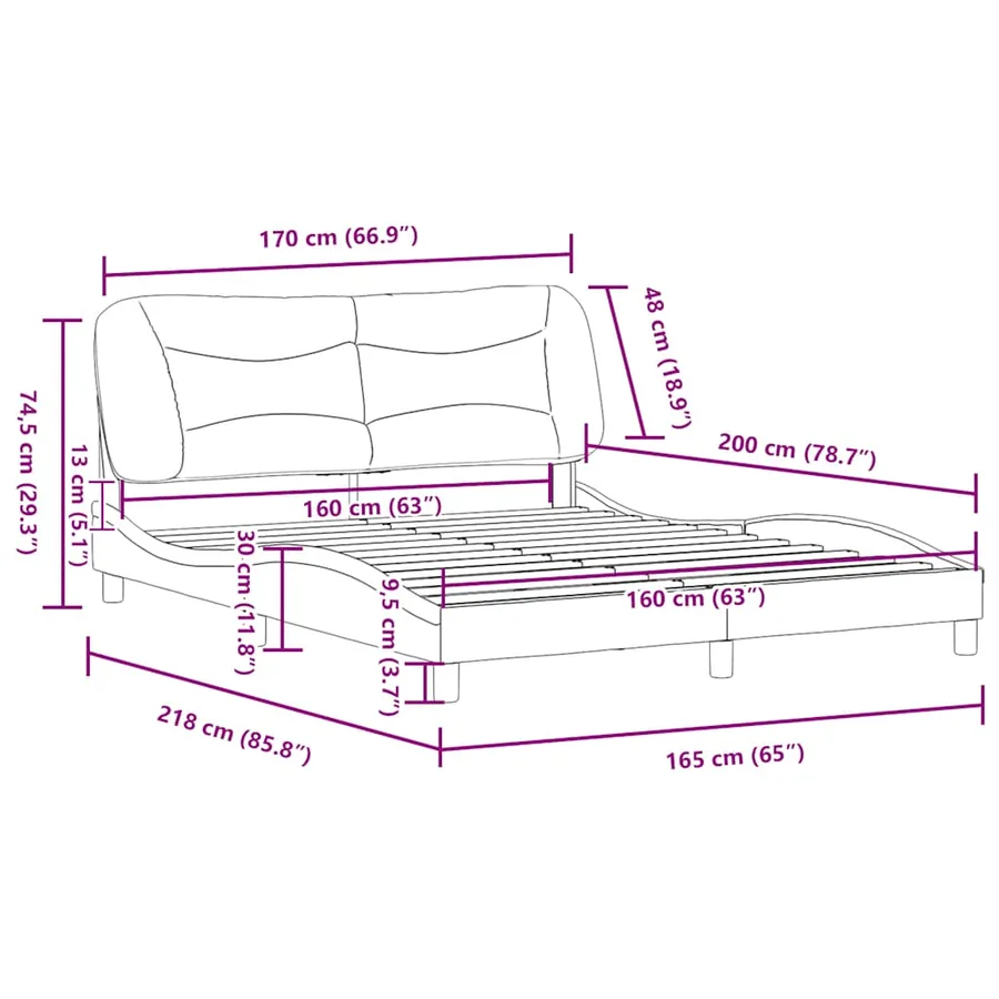 Cadre de lit sans matelas Hvar gris 160x200 cm similicuir - 12
