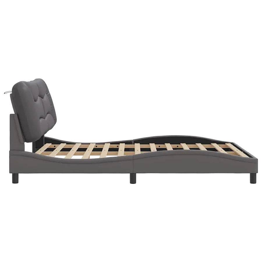 Cadre de lit sans matelas Hvar gris 160x200 cm similicuir - 7