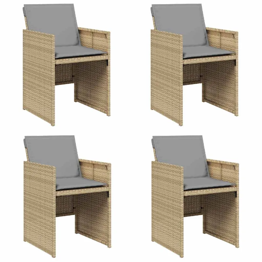 Chaises de jardin avec coussins lot de 4 mélange beige - 2