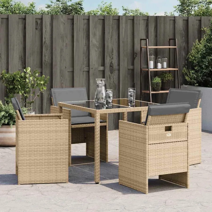 Chaises de jardin avec coussins lot de 4 mélange beige - 3