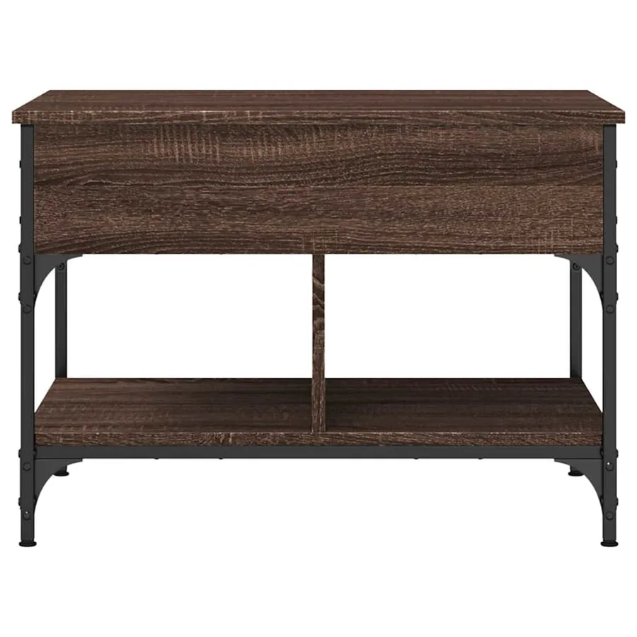 Table basse chêne marron 70x50x50 cm bois d'ingénierie et métal - 5