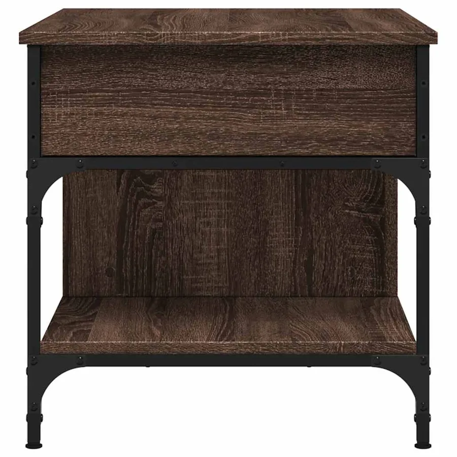 Table basse chêne marron 70x50x50 cm bois d'ingénierie et métal - 6