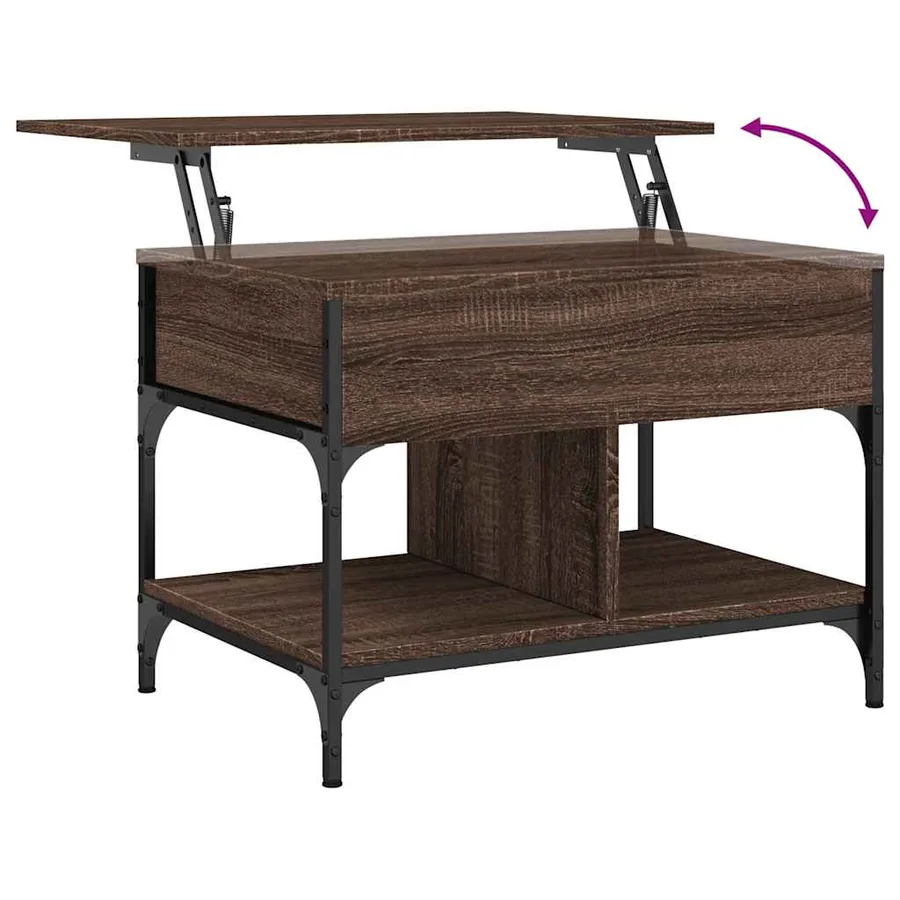Table basse chêne marron 70x50x50 cm bois d'ingénierie et métal - 7