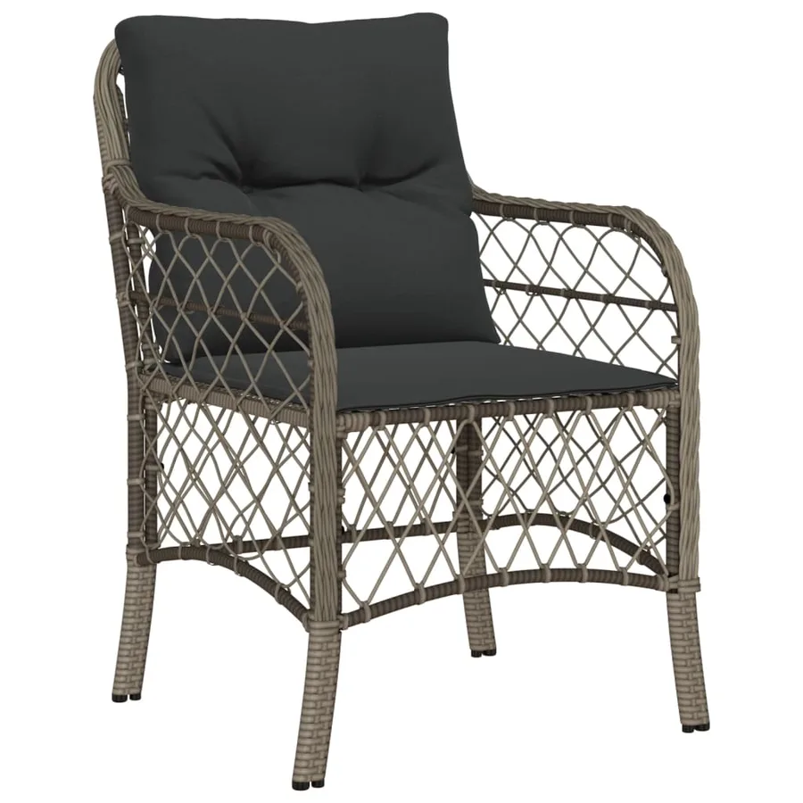 Ensemble à manger de jardin et coussins 7 pcs gris rotin - 3