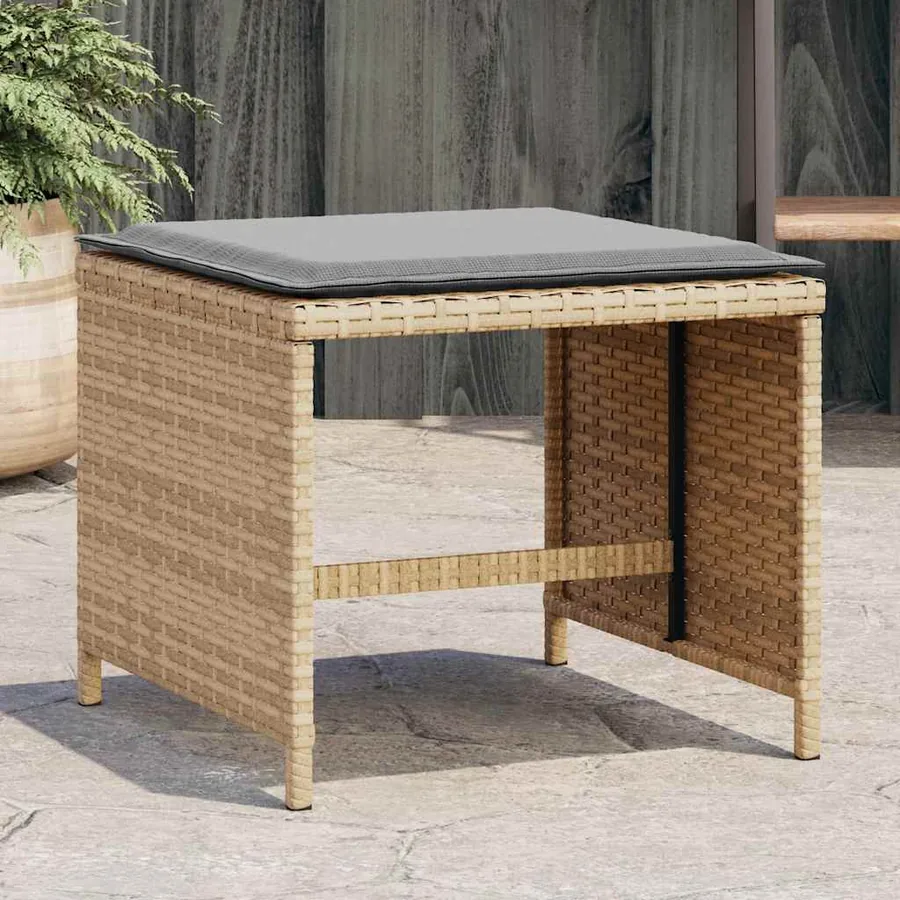 Tabourets de jardin coussins lot de 4 mélange beige 41x41x36 cm