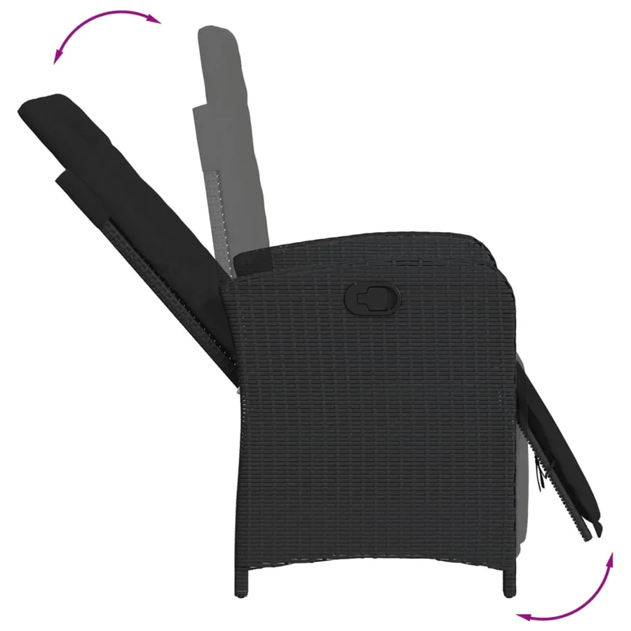 Ensemble à manger de jardin coussins 7pcs Noir Résine tressée - 7