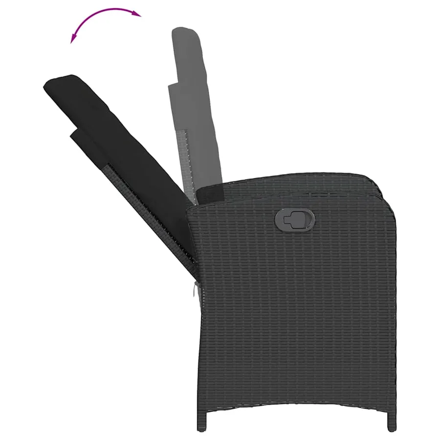 Ensemble à manger de jardin 9pcs coussins noir résine tressée - 6