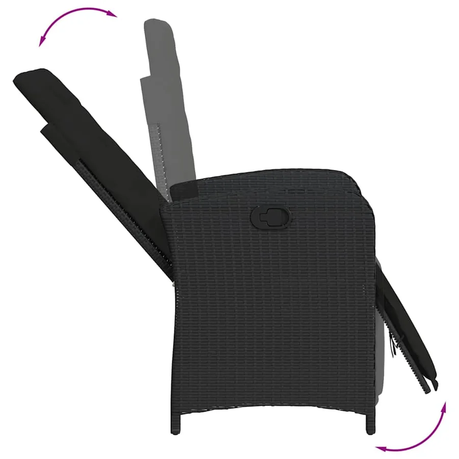 Ensemble à manger de jardin 9pcs coussins noir résine tressée - 7