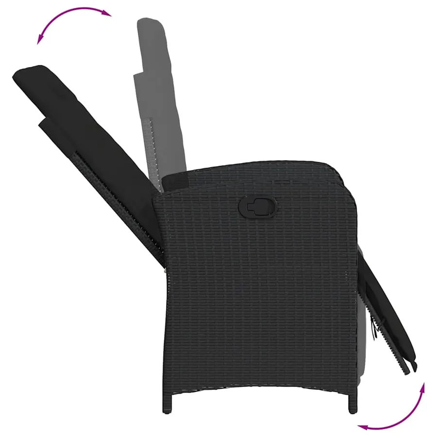 Ensemble à manger de jardin coussins 5pcs Noir Résine tressée - 7