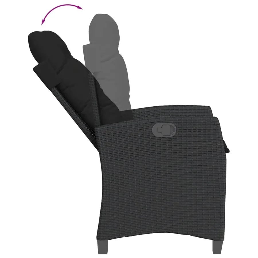 Ensemble à manger de jardin avec coussins 3 pcs Noir - 6
