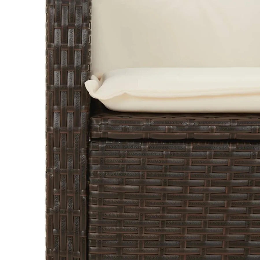 Ensemble à manger de jardin 5 pcs et coussins marron poly rotin - 7