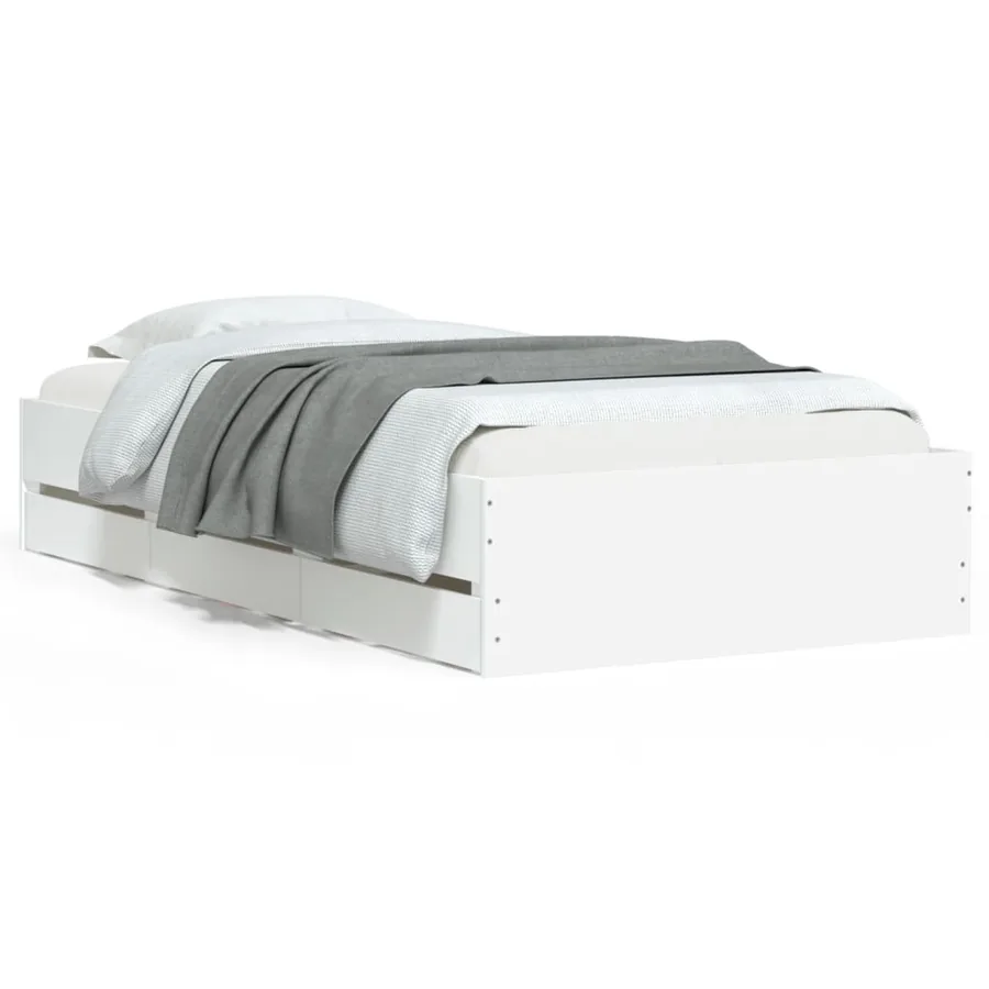 Cadre de lit avec tiroirs sans matelas blanc 90x190 cm - 2