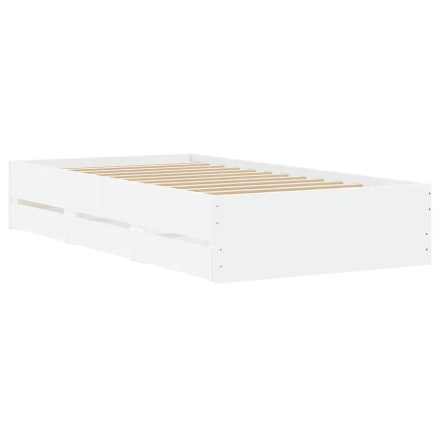 Cadre de lit avec tiroirs sans matelas blanc 90x190 cm - 8