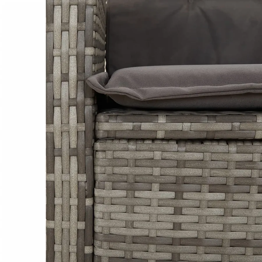 Ensemble de bistro 3 pcs avec coussins gris résine tressée - 12