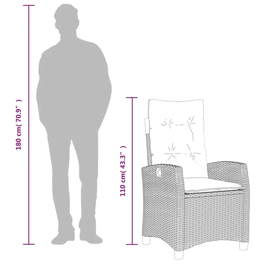 Ensemble à manger de jardin et coussins 9 pcs marron poly rotin - 10