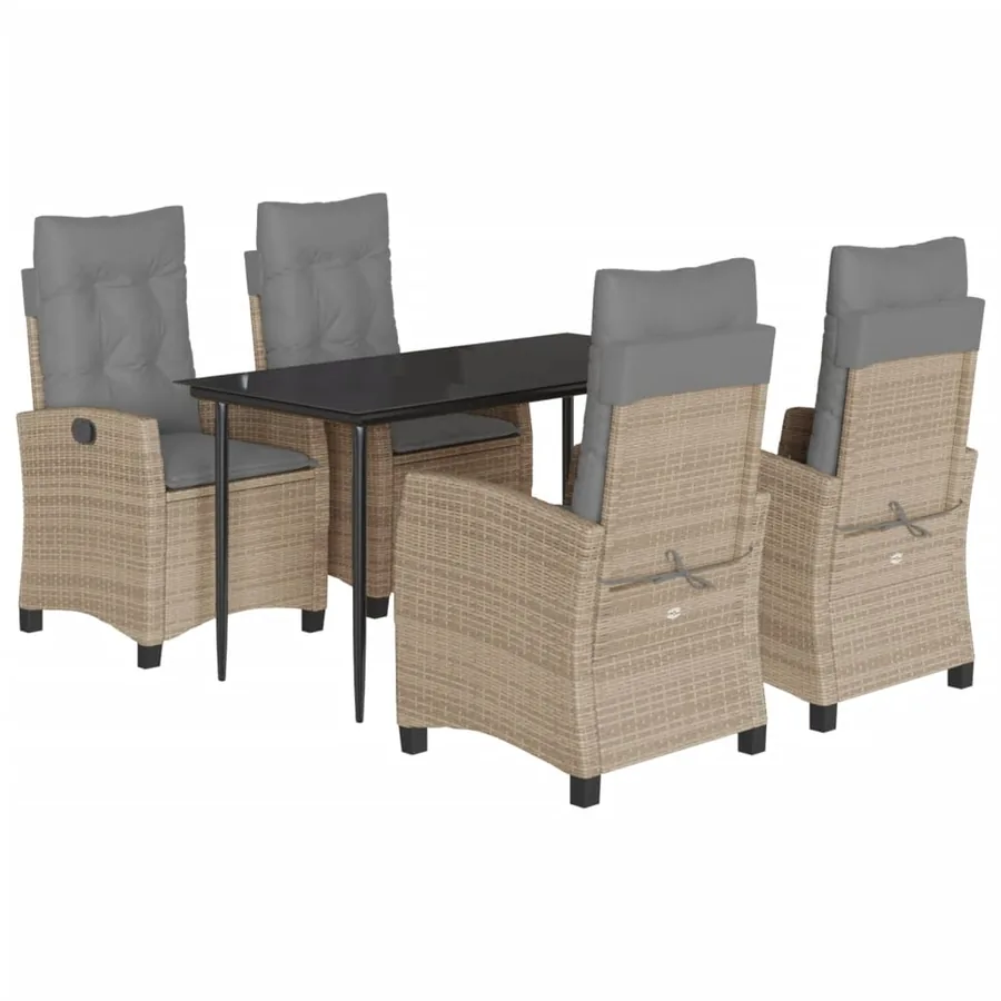 Ensemble à manger de jardin coussins 5 pcs mélange beige rotin - 2