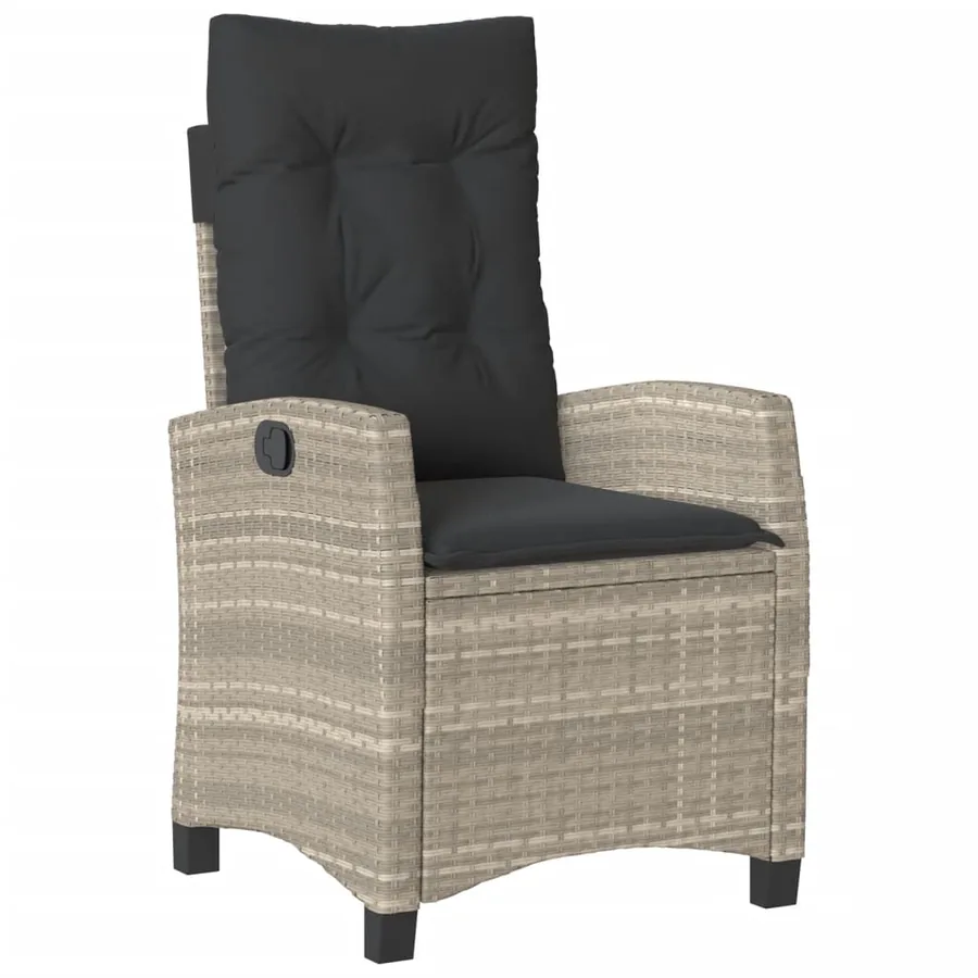 Ensemble à manger de jardin 3pcs coussins gris clair poly rotin - 4