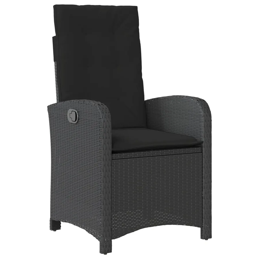 Ensemble de bistro 3 pcs avec coussins noir résine tressée - 4