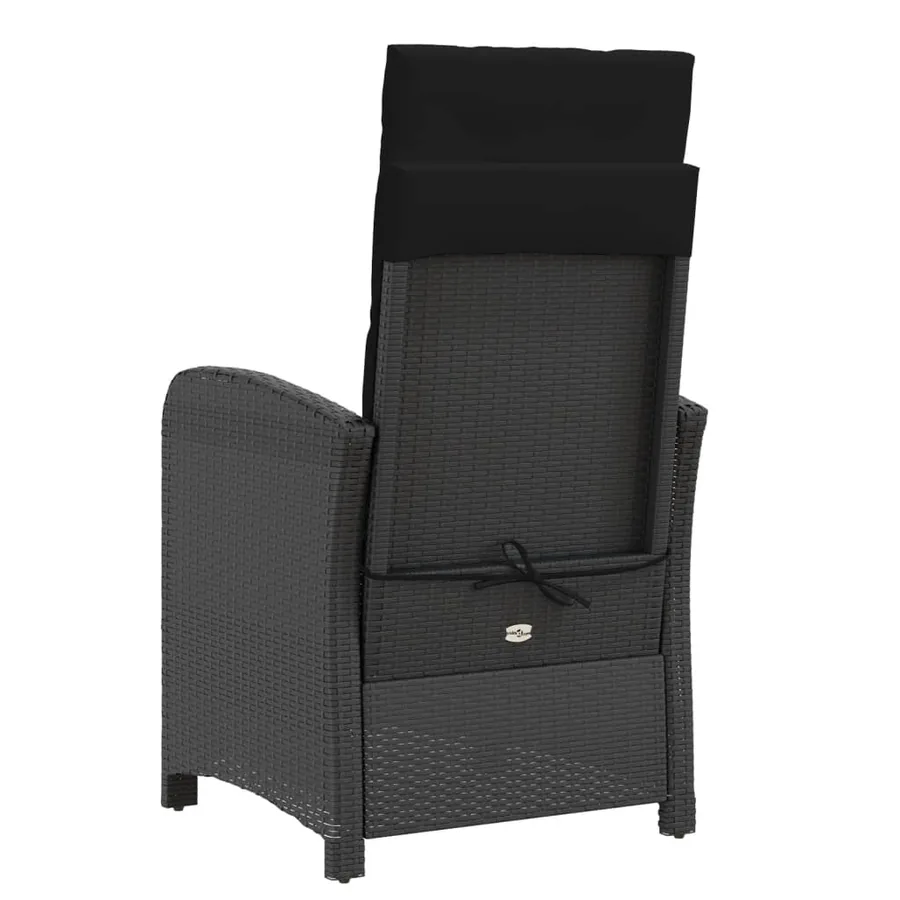 Ensemble de bistro 3 pcs avec coussins noir résine tressée - 7