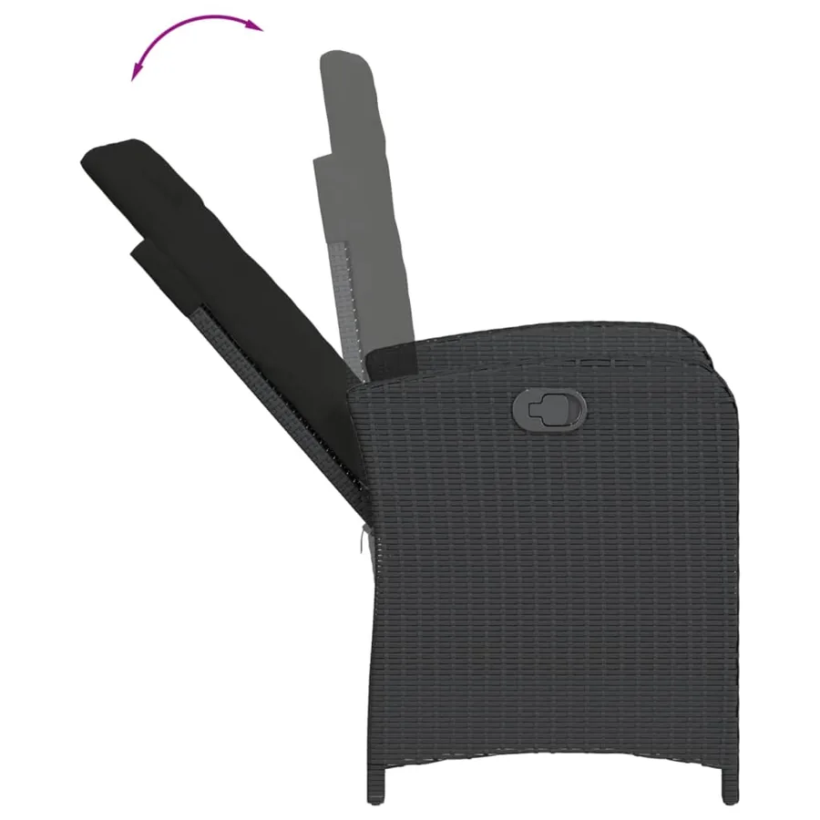 Ensemble de bistro 3 pcs avec coussins noir résine tressée - 8