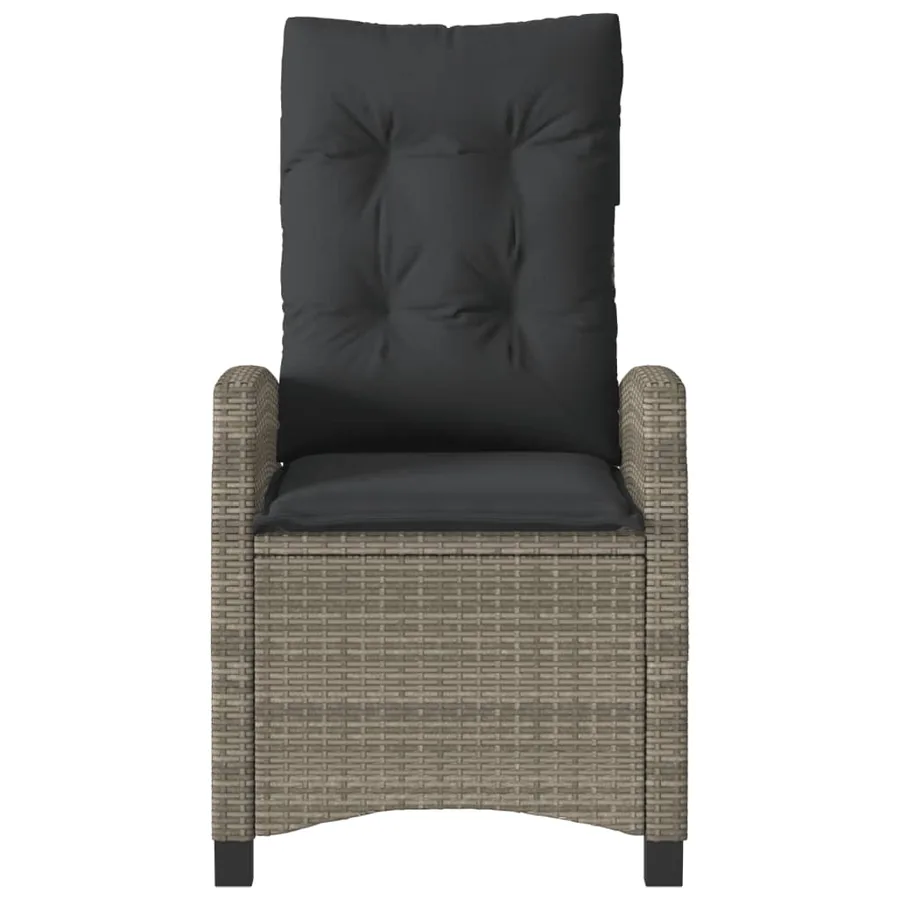 Chaises inclinables de jardin lot de 2 et coussins gris rotin - 5