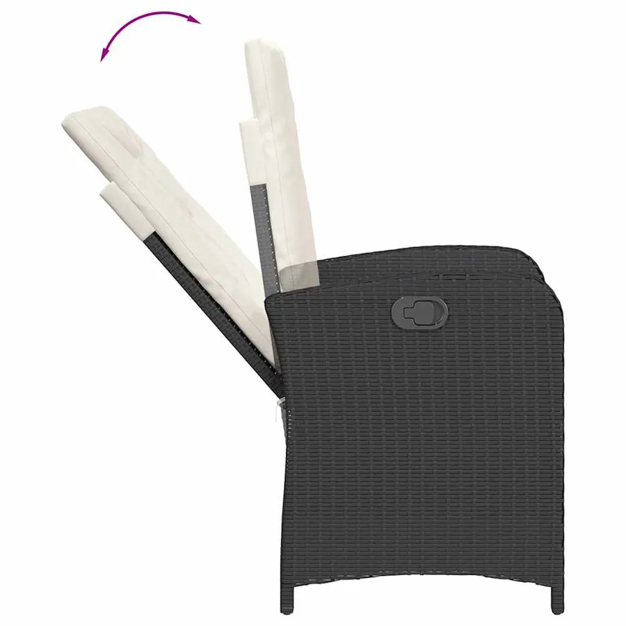 Ensemble à manger de jardin coussins 5pcs Noir Résine tressée - 6
