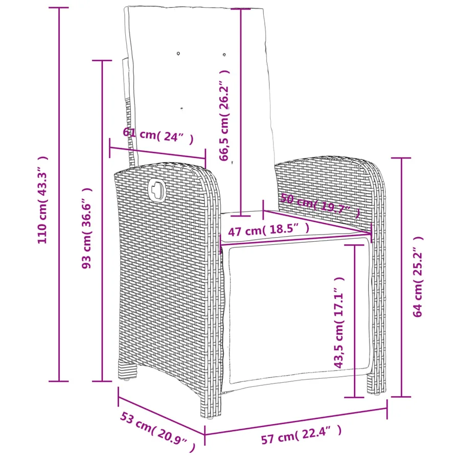 Ensemble à manger de jardin avec coussins 3 pcs Noir - 9