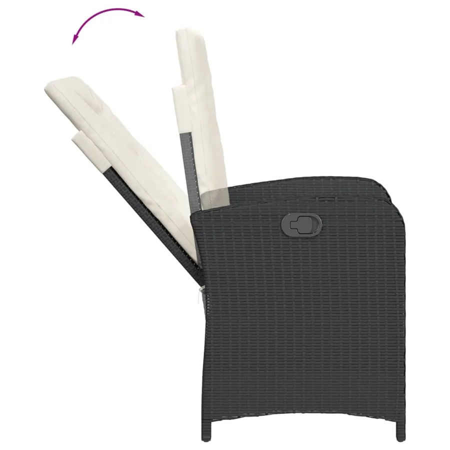Ensemble à manger de jardin 9pcs coussins noir résine tressée - 6