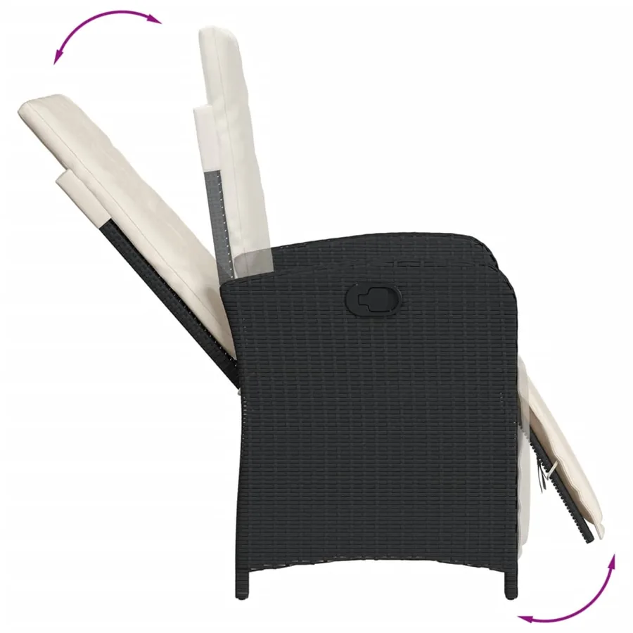Ensemble à manger de jardin coussins 5pcs Noir Résine tressée - 5
