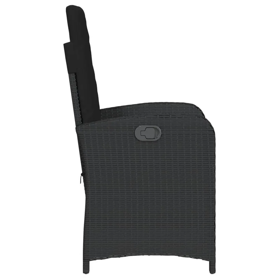 Chaise inclinable de jardin avec coussins noir résine tressée - 5