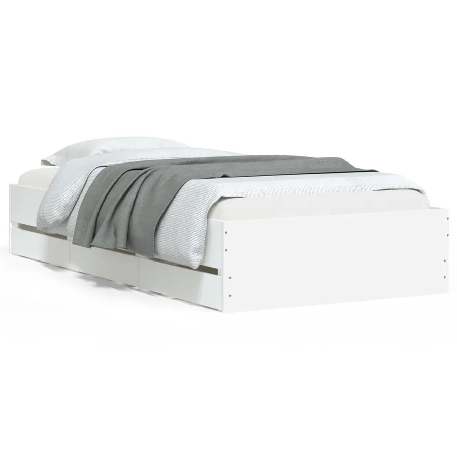 Cadre de lit avec tiroirs sans matelas blanc 75x190 cm - 2