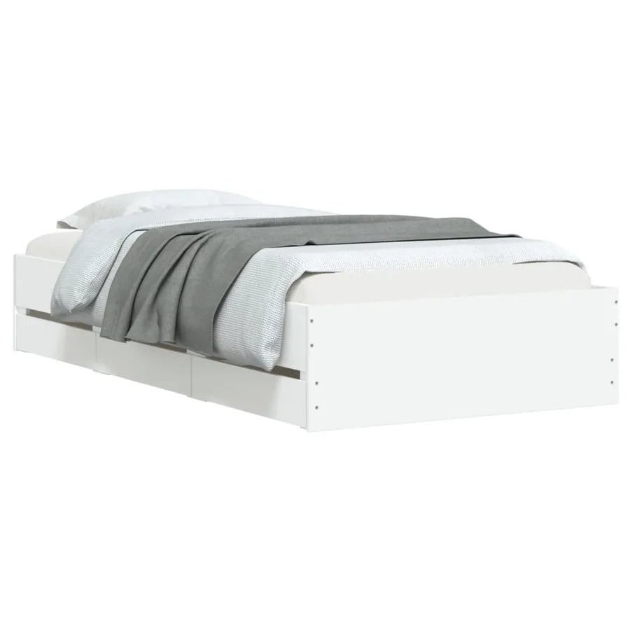 Cadre de lit avec tiroirs sans matelas blanc 75x190 cm - 3